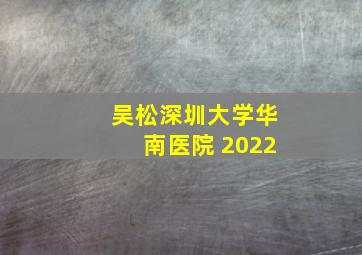 吴松深圳大学华南医院 2022